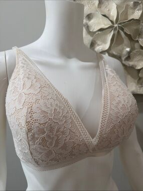 2/$35 Knix Deep V Cloud Lace Wireless Bra XXL Soft Blush Padded Comfort Bralette